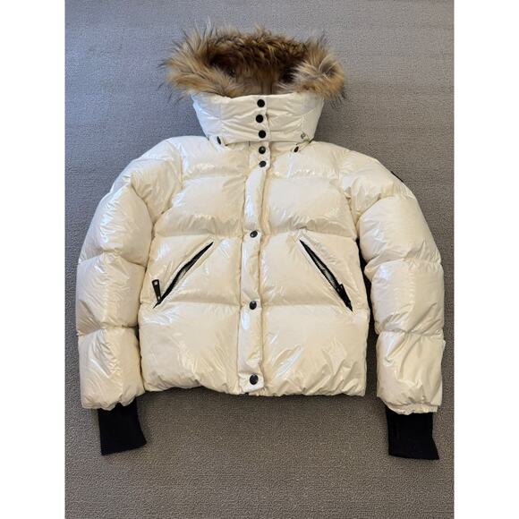 SAM. NEW YORK Women White Jacket Size 14 FUR ANNABELLE DOWN JACKET - Picture 1 of 16